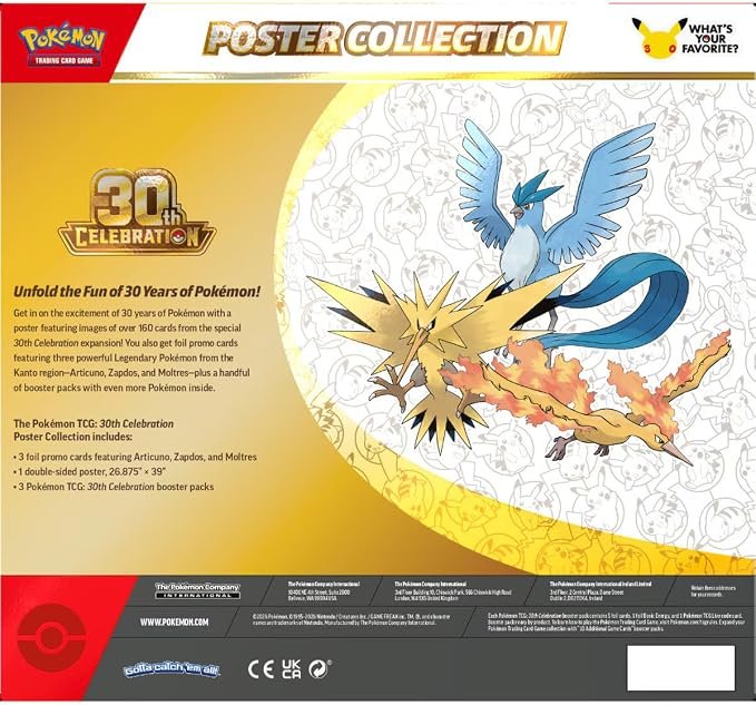 Buy Pokémon TCG: 30th Celebration Poster Collection (3 Promo Cards, 1 Poster & 3 Boosters) | Poké TCG Collection 2 Buy Pokémon TCG: 30th Celebration Poster Collection (3 Promo Cards, 1 Poster & 3 Boosters) | Poké TCG Collection - Image 2